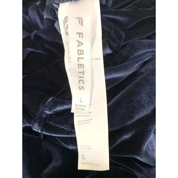 Fabletics Velour Zip-Up Wide Leg Onesie L Navy Jumpsuit RGG10698 NWT Mock Neck - Picture 6 of 13